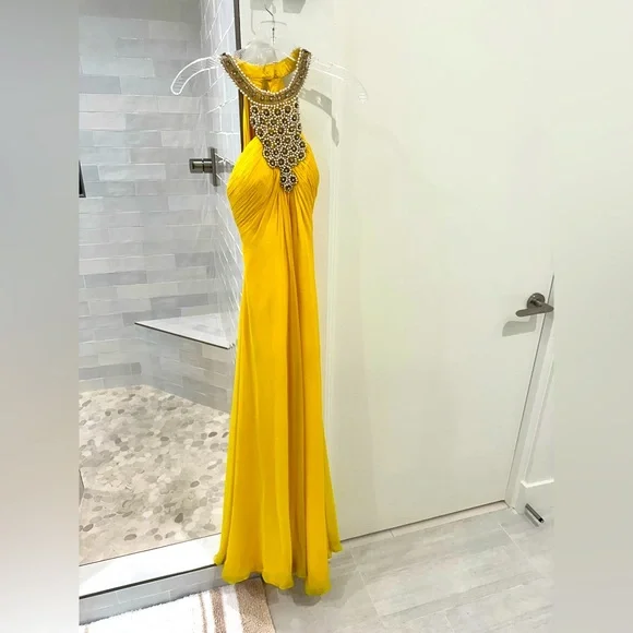 gold lame prom dress Long Gold Prom Dress with Corset Bodice main image 0